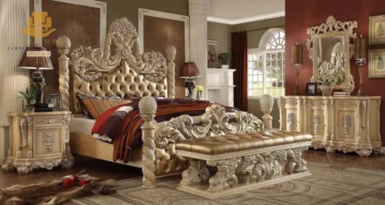 Royal Carved Tufted Bed Set