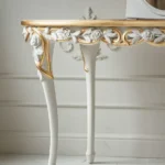 French-Style Rose-Carved White & Gold Console