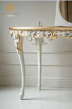 French-Style Rose-Carved White & Gold Console